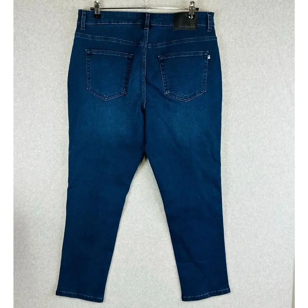 Ted Baker Mens 34 X 30 Jeans Slim Blue Denim Pockets Stretch Pockets 1889005